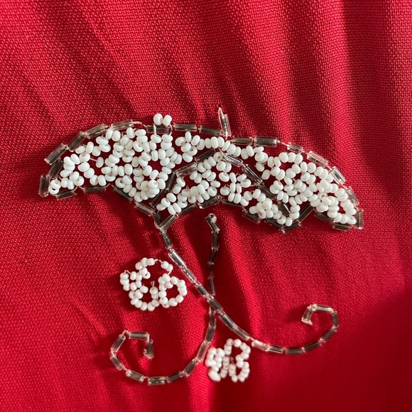 Red Beaded Rayon Pinup 50s Vintage Dress (modern size M-L) In Amazing Condition! - Picture 6 of 7